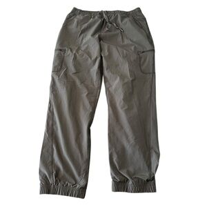 Eddie Bauer Pants Womens 14 Grey Plaid Fleece Lined Tech Cargo Pocket Hiking EUC